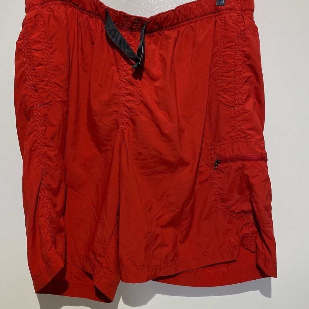 Columbia PFG Mens Red Nylon Hiking Fishing Shorts Elastic Waist Belted Relaxed